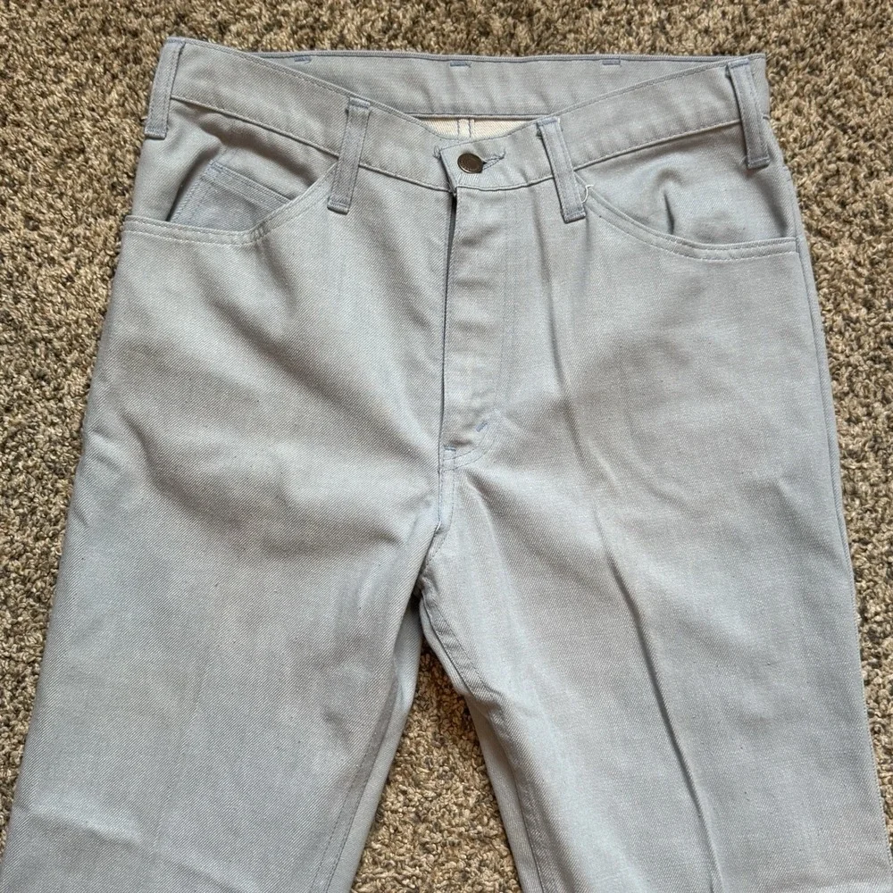 Vintage 70s Levis Sta-Prest 520 Pants 30x28 Slate Blue Black Tab Talon Zip Big E